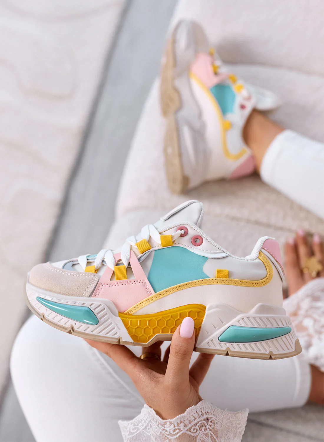 AMANDA - Sneakers Multicolor Pastello Chunky con Suola Platform - Image 4