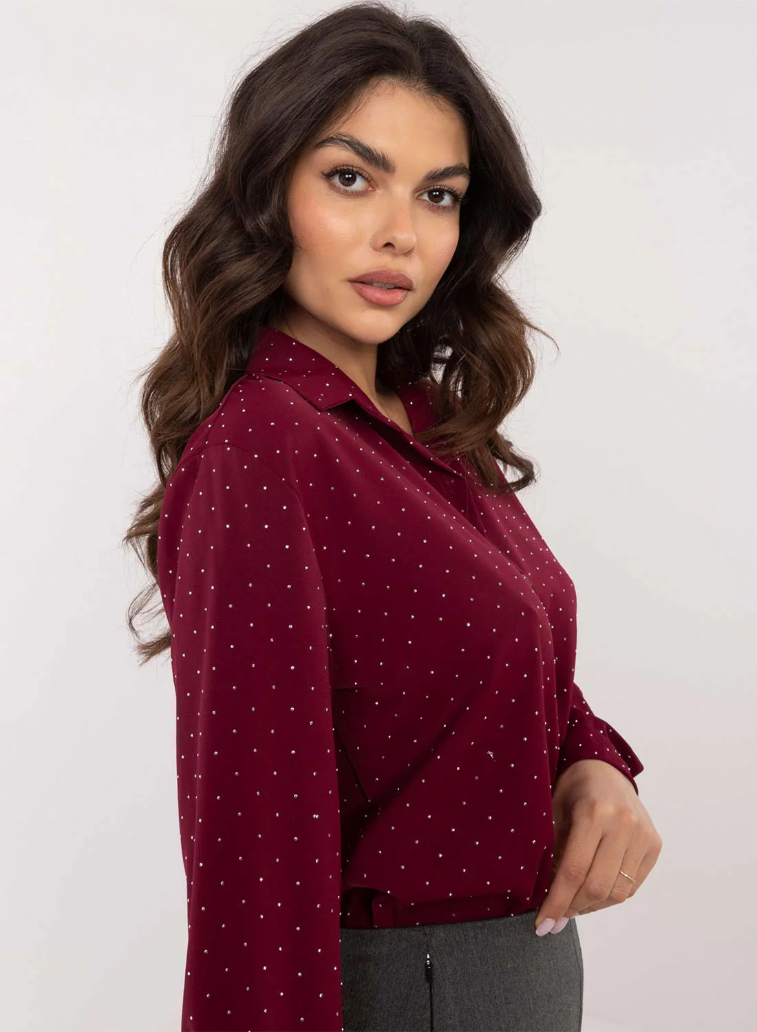 Camicia bordeaux con glitter - Image 6