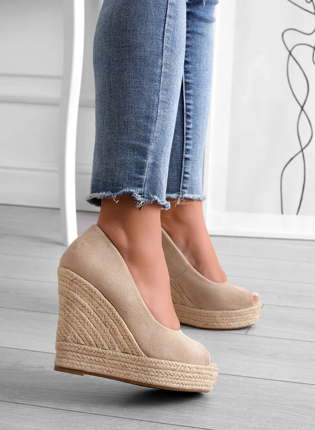 CLEO - Espadrillas Alexoo beige scamosciate con zeppa - Image 4