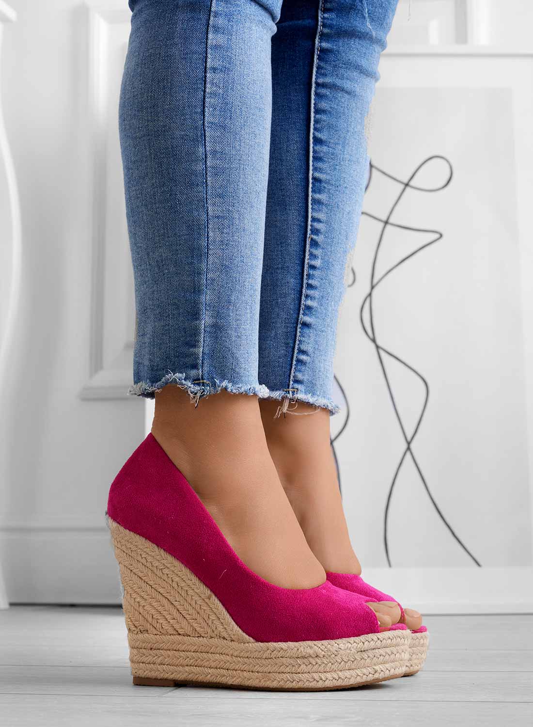 CLEO - Espadrillas Alexoo fuxia scamosciate con zeppa - Image 3