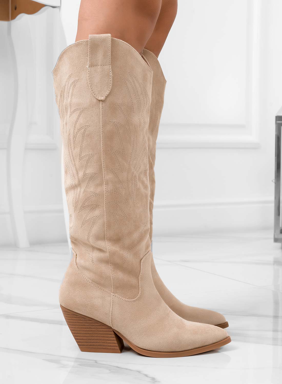 ELEVEN - Stivali camperos beige texani con tacco comodo - Image 3
