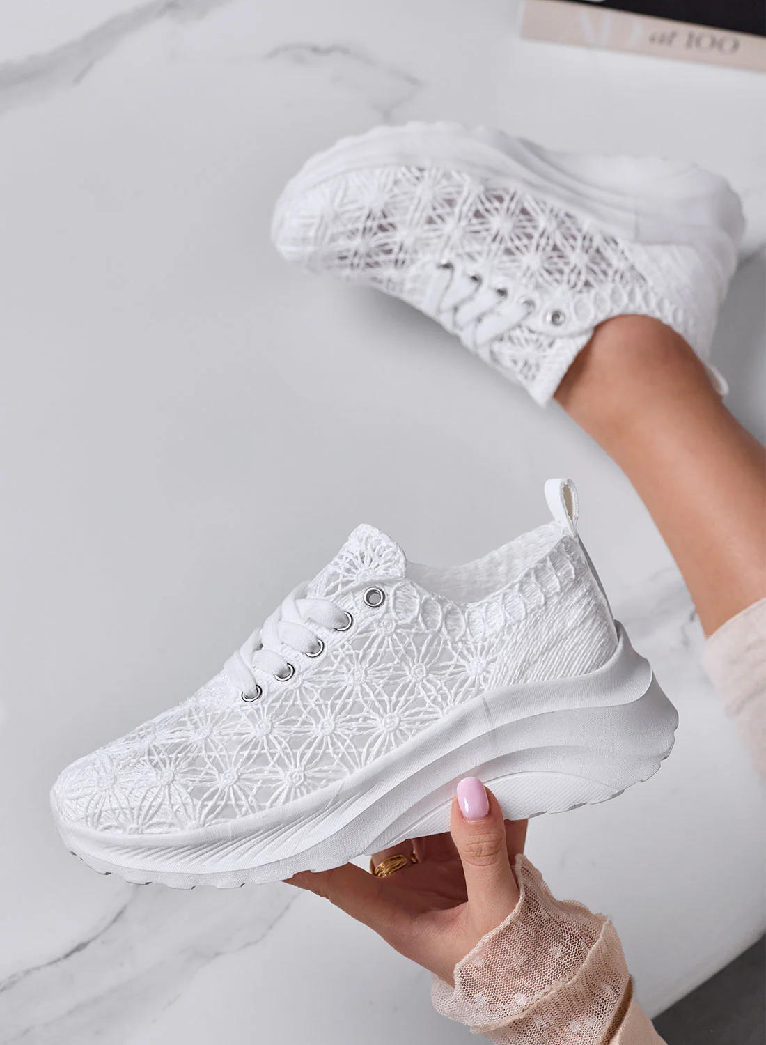ESRA - Sneakers bianche Traforate con Suola Comfort Leggera - Image 4