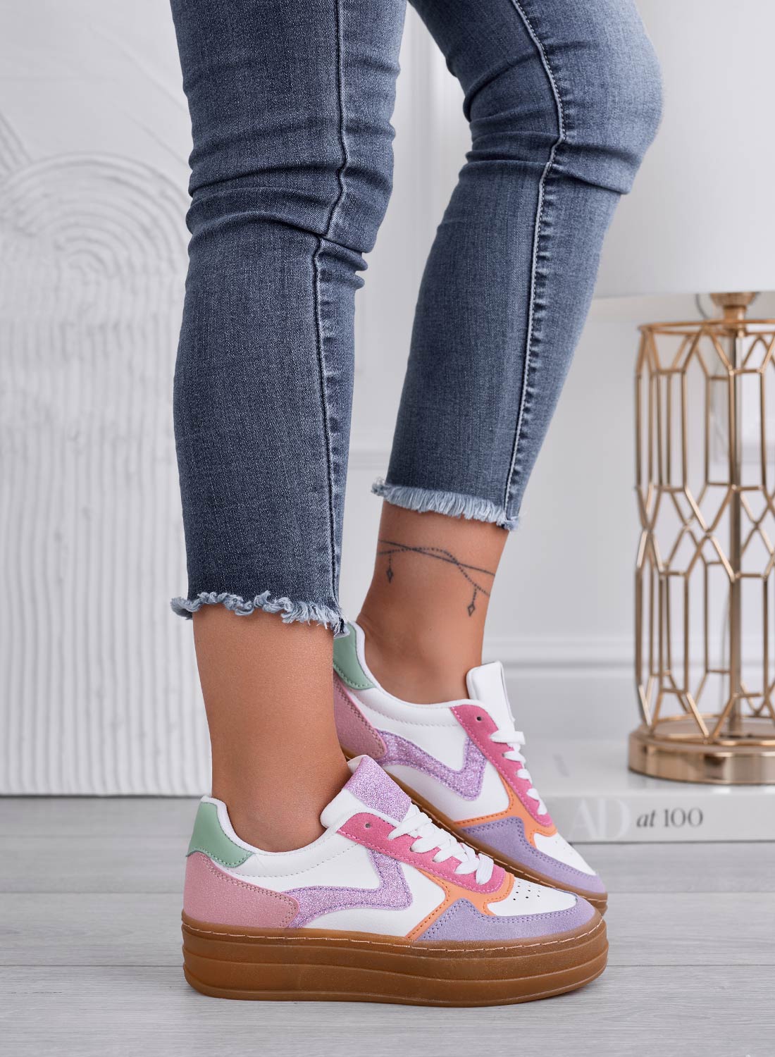 Sneakers viola multicolor con suola in gomma - Image 2