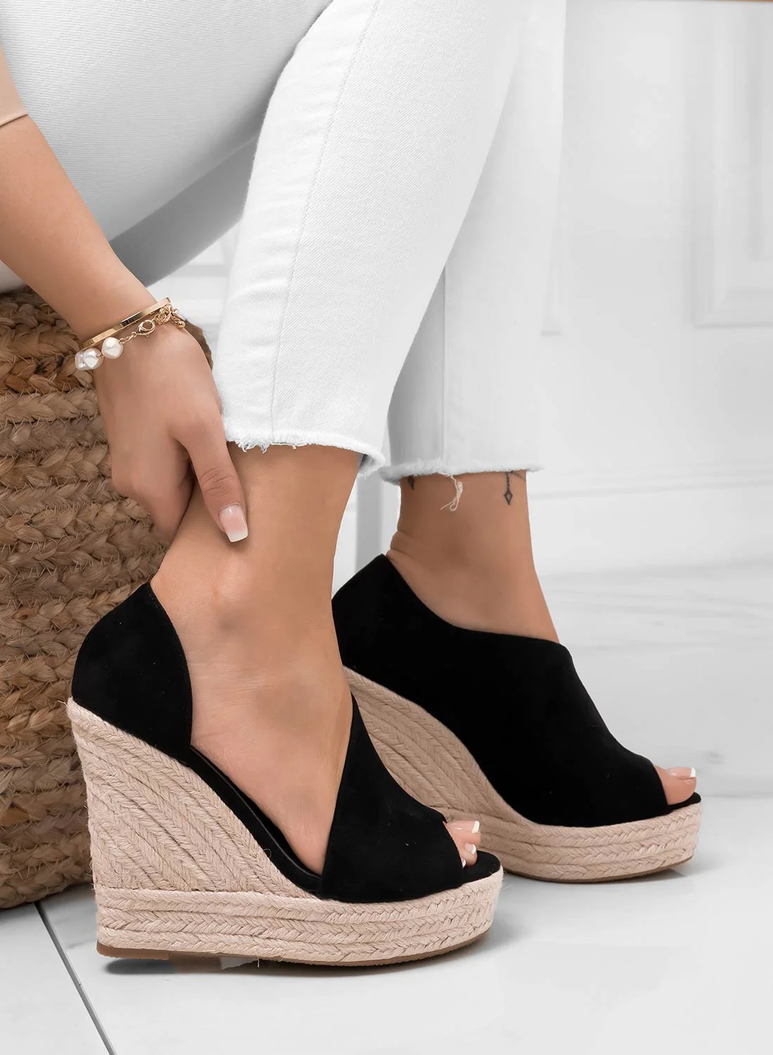 JOLIE - Espadrilles nere con zeppa in corda - Image 2