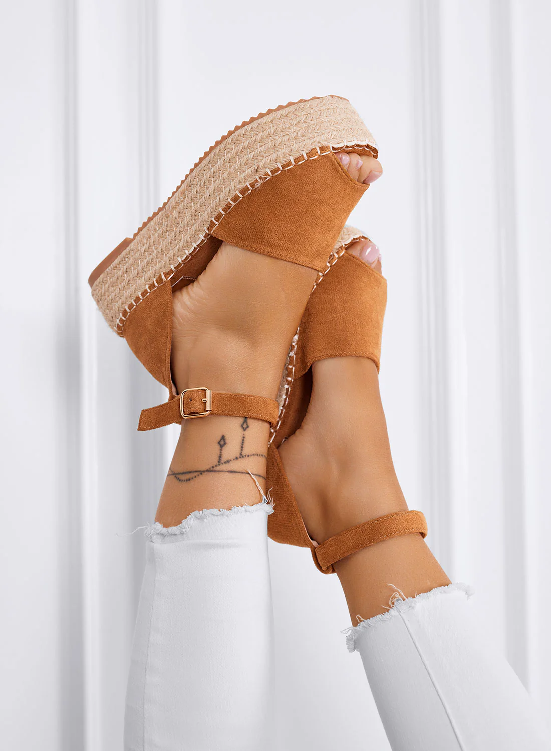 LICIA - Espadrillas camel platform con cinturino alla caviglia - Image 3
