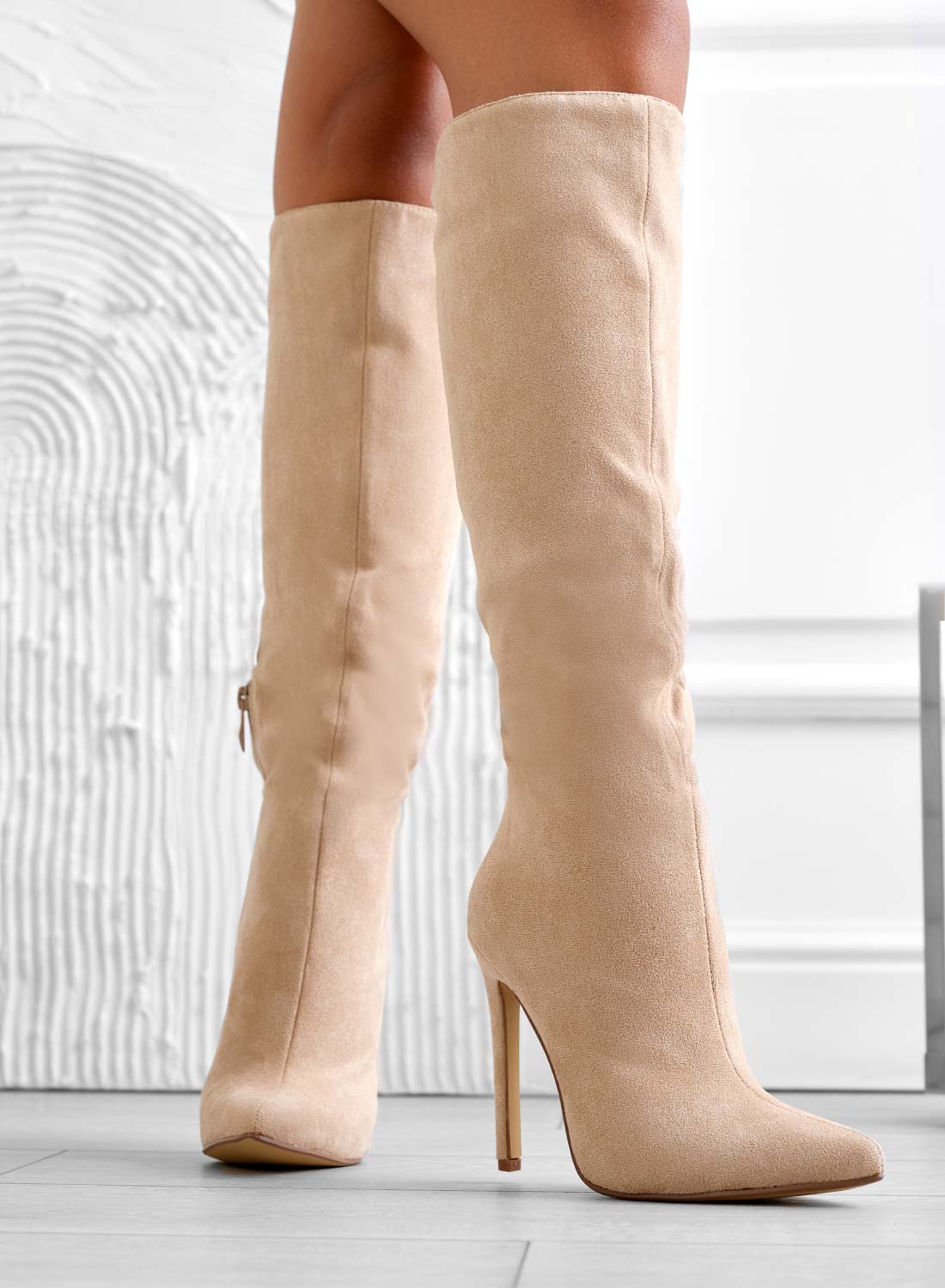 Stivali beige Alexoo con tacco alto a spillo - Image 3