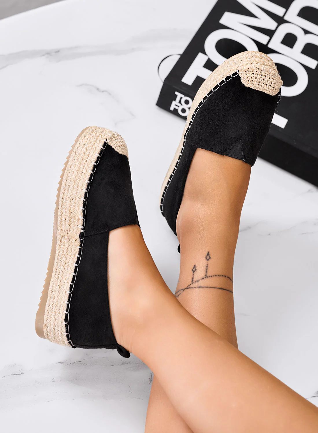 MAGDA - Espadrillas platform nere con punta crochet e suola in corda - Image 2