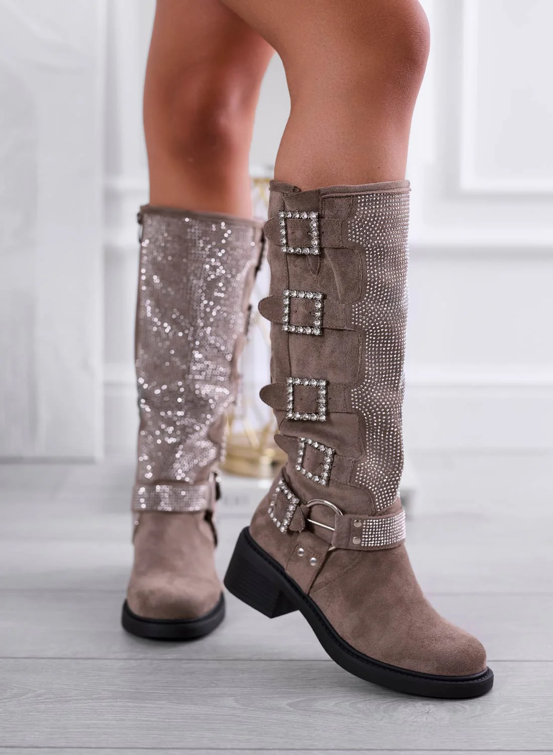 MARIELLA - Stivali fango gioiello con fibbie in strass