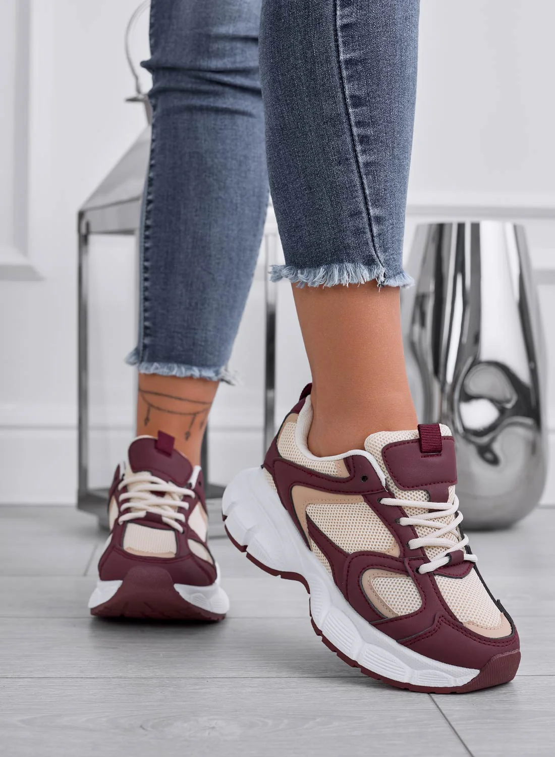 MARINELLA - Sneakers bordeaux con suola spessa - Image 2