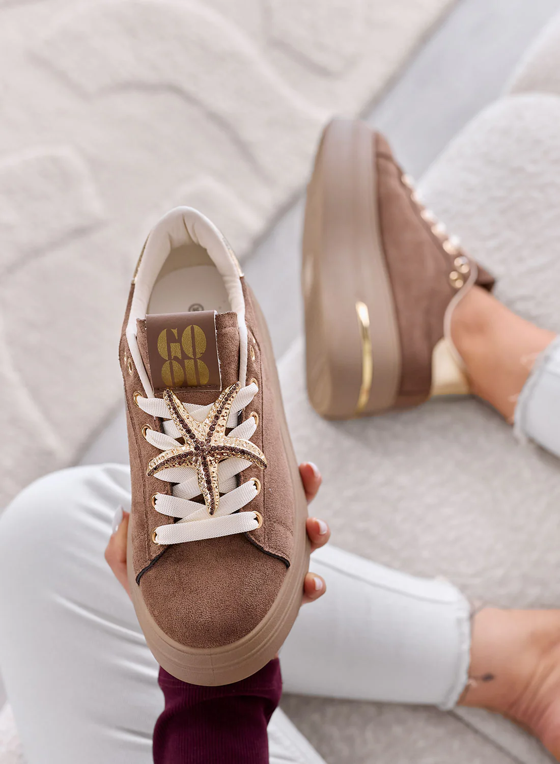 PAMELA - Sneakers marrone Platform con Dettagli Gioiello stelle - Image 4