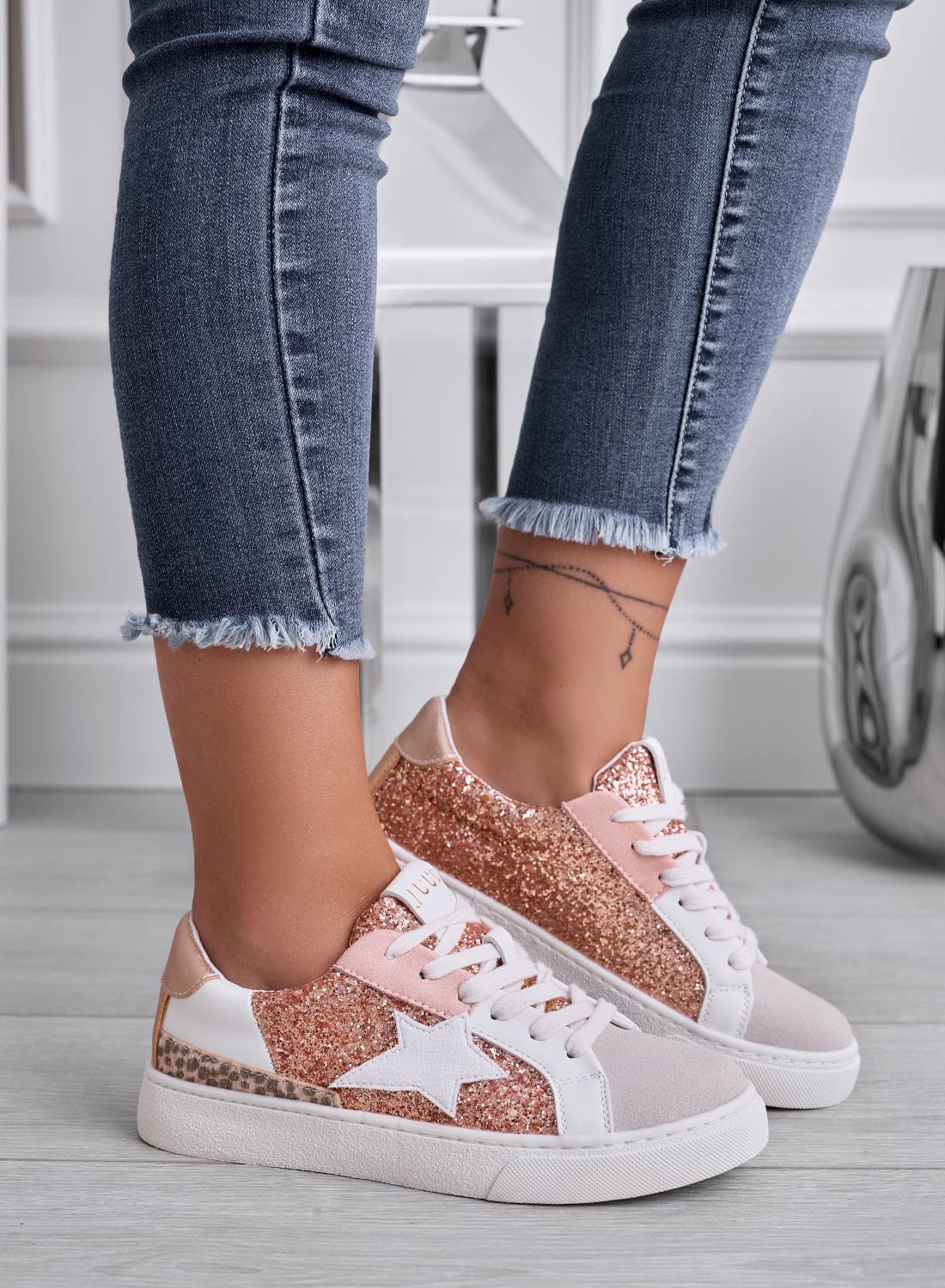 WAYS - Sneakers basse con glitter rosa e stella - Image 3