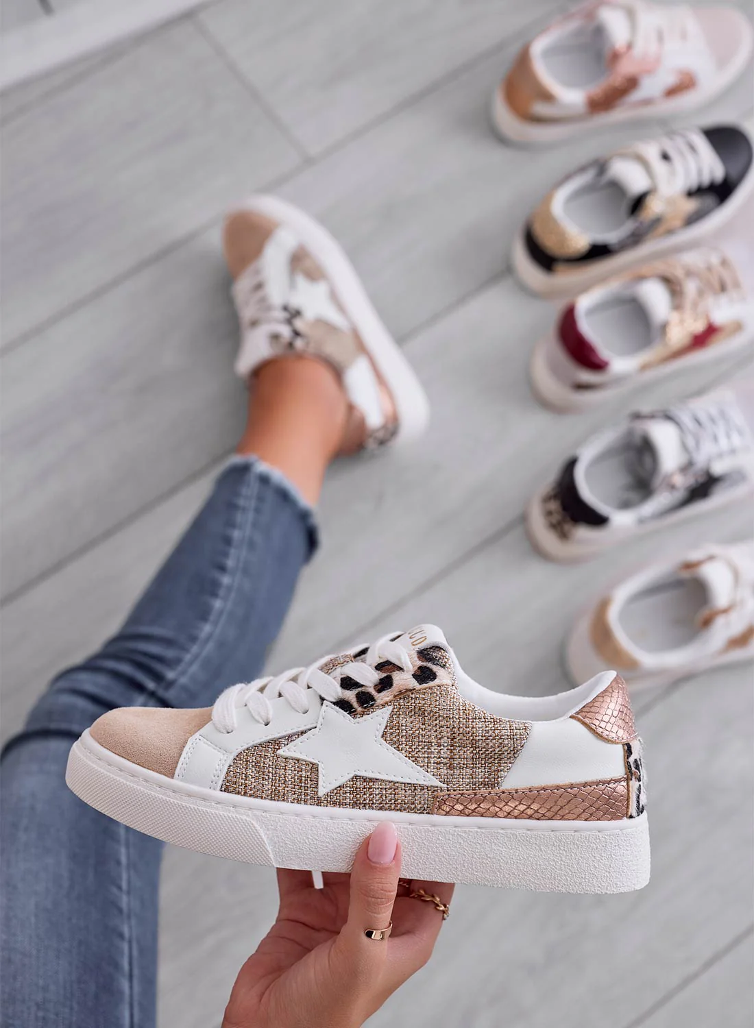 WAYS - Sneakers beige basse con tessuto juta e stella - Image 3